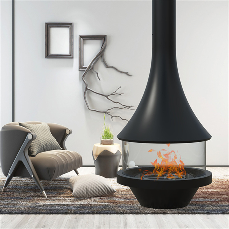 Morden Indoor Wood Burning Suspended Hanging Fireplaces Ceiling Mounted Gas Floating Fireplace