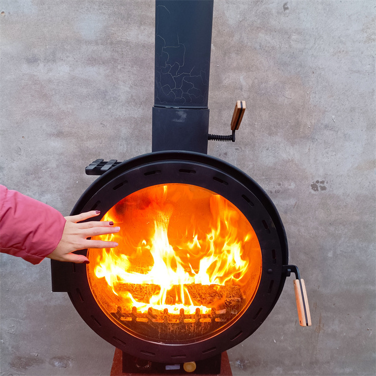 Indoor suspended wood buning fireplace and bio ethanol hanging fireplace