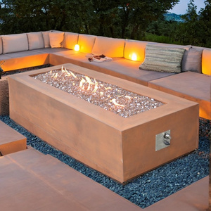 Smokeless Natural Gas Fire Pits Kit Burner Propane Firepit Table Corten Steel Fire Pit Gas Outdoor