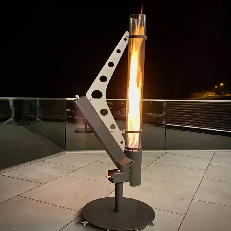 Eco-friendly Black Free Standing Garden Biomass Stove Outdoor Wood Pellet Patio Heater