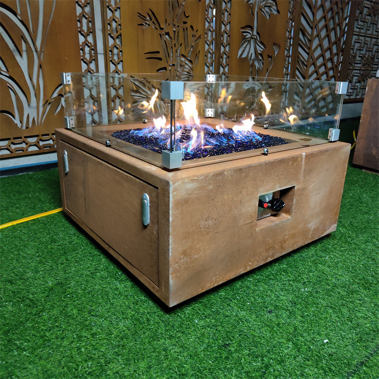 Garden Decor Natural Gas Firepit Kit Round Propane Fire Pit Table Corten Steel Outdoor Gas Fire Pit Burner