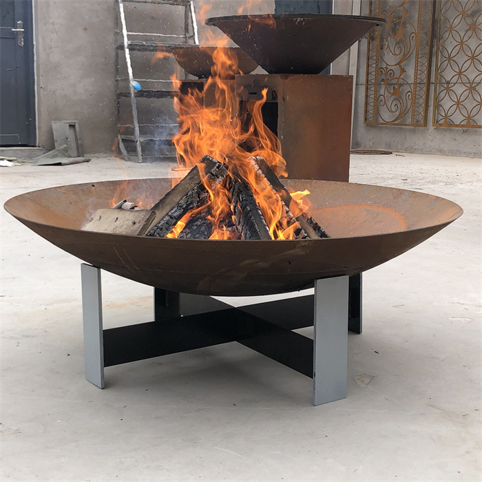 Outdoor Fire Pit Garden Corten Steel Fire Bowl Wood Burning Fire Pit with Wide Edge