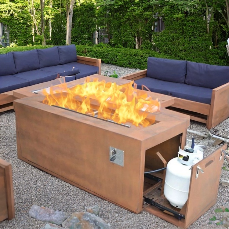 Natural Gas Fire Pits Table Smokeless Propane Firepit Corten Steel Outdoor Gas Fire Pit Burner