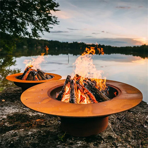 Outdoor Fire Pit Garden Corten Steel Fire Bowl Wood Burning Fire Pit with Wide Edge