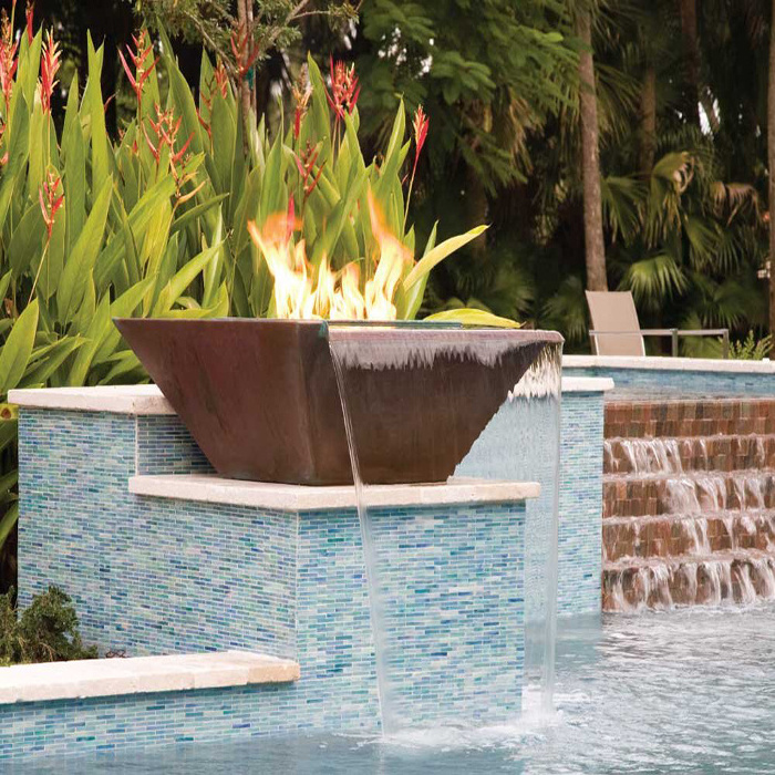 Outdoor Propane Pool Fire Pit Bowls Corten Steel Natural Gas Fire and Water Bowl