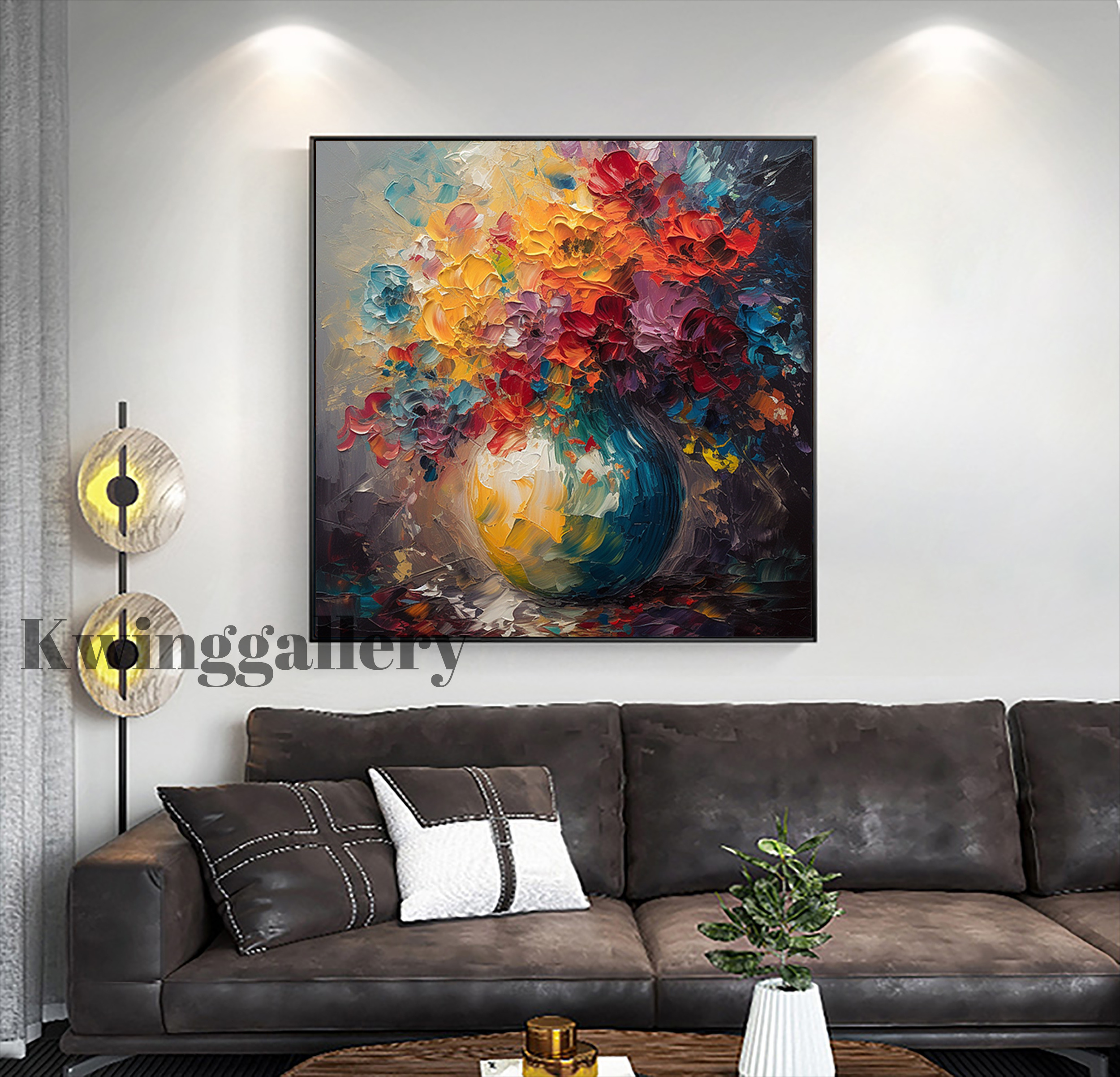 100% Handmade Vase Of Flowers Oil Painting On Canvas Hot Vase And Colorful Floral Painting Classical Impression Flowers In Vase