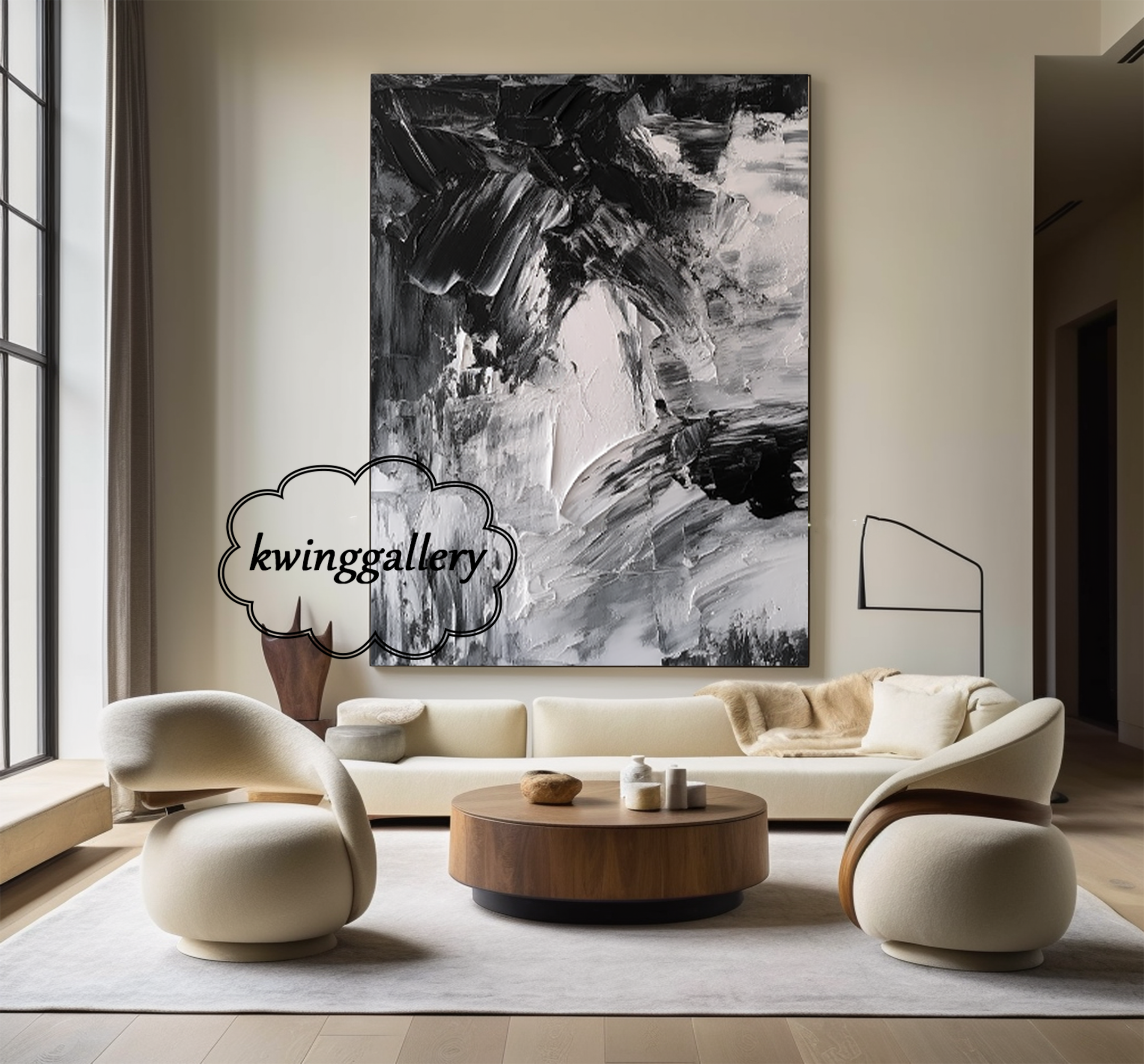 Handpainted Large Wall Art Decor Black and White painting Modern Art Acrylic Abstract Oil Painting On Canvas Living Room Decor