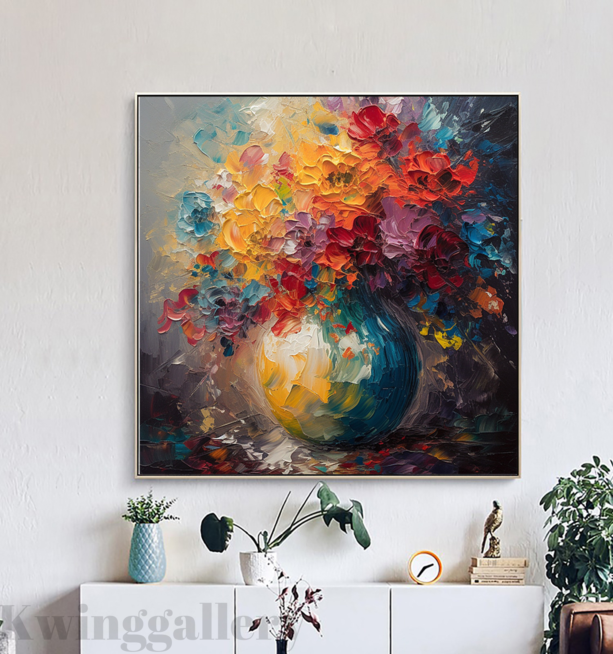 100% Handmade Vase Of Flowers Oil Painting On Canvas Hot Vase And Colorful Floral Painting Classical Impression Flowers In Vase