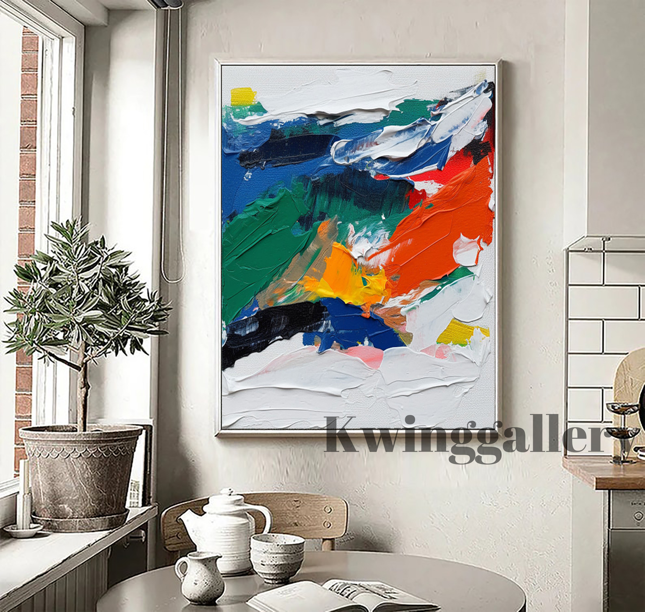 Pure Hand Painted Colorful Knife Oil Painting Modern Palette Knife Texture Colorful Abstract Wall Art For Living Room Home Decor