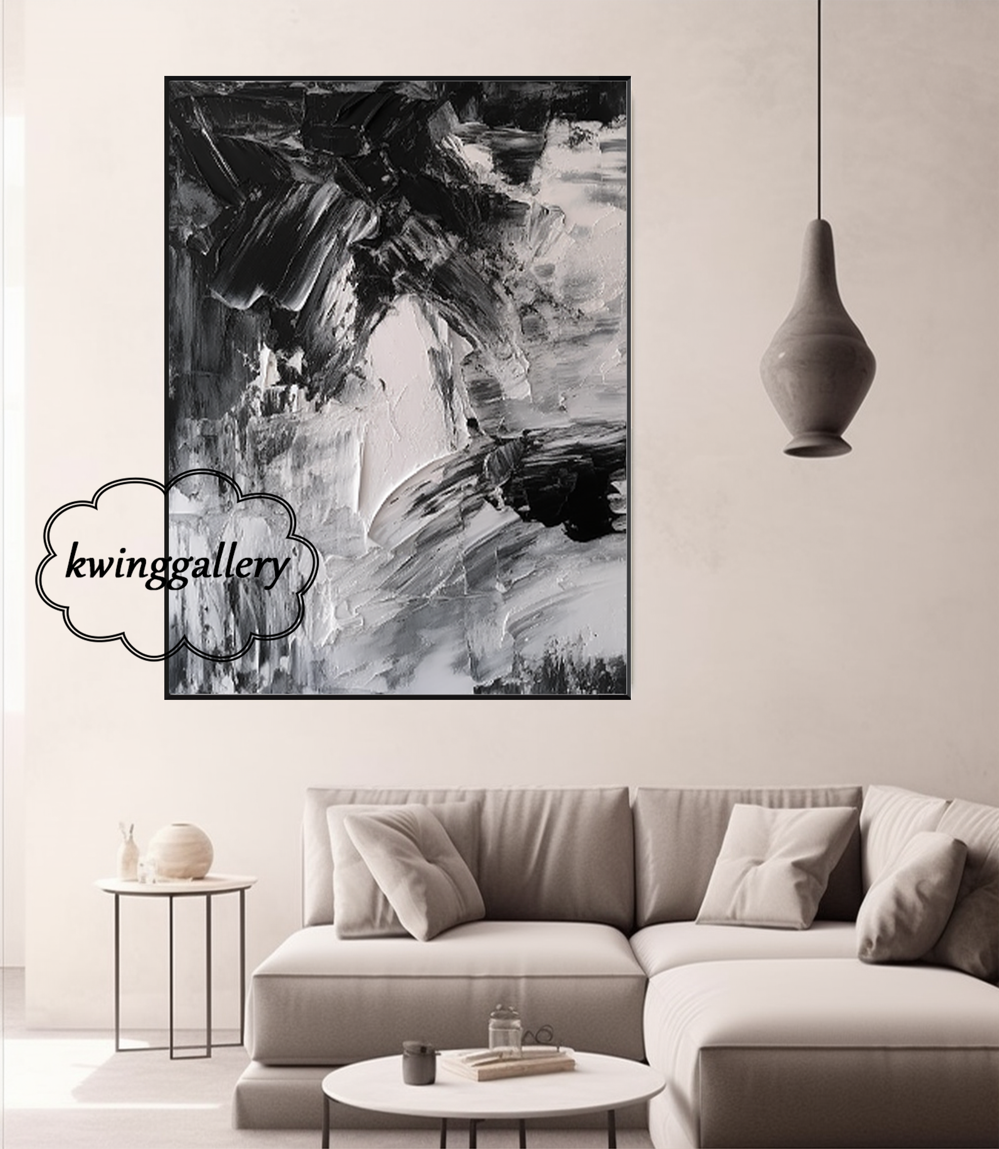 Handpainted Large Wall Art Decor Black and White painting Modern Art Acrylic Abstract Oil Painting On Canvas Living Room Decor