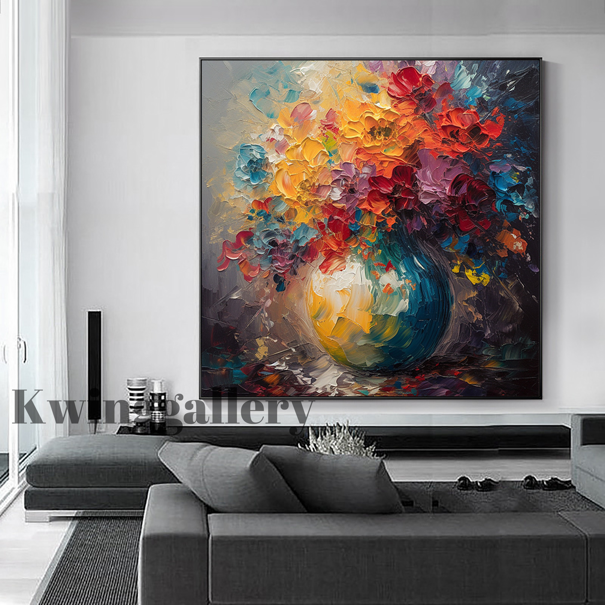 100% Handmade Vase Of Flowers Oil Painting On Canvas Hot Vase And Colorful Floral Painting Classical Impression Flowers In Vase