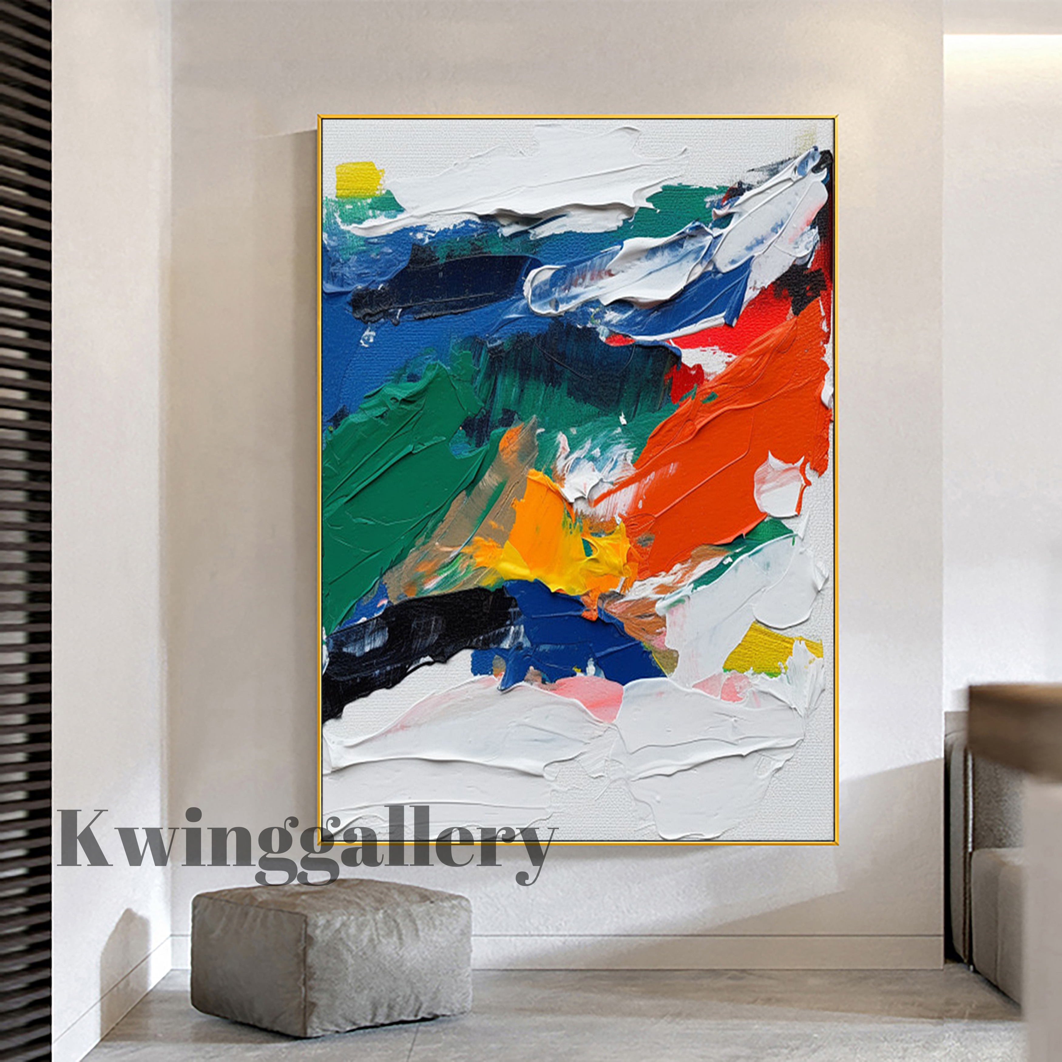 Pure Hand Painted Colorful Knife Oil Painting Modern Palette Knife Texture Colorful Abstract Wall Art For Living Room Home Decor