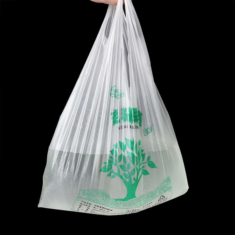 Kwin Pack Full Bio Degradable Pe Plastic T-shirt Bag Dustbin Liner Black Bin Bag With Own Logo