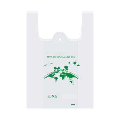 Kwin Pack Full Bio Degradable Pe Plastic T-shirt Bag Dustbin Liner Black Bin Bag With Own Logo