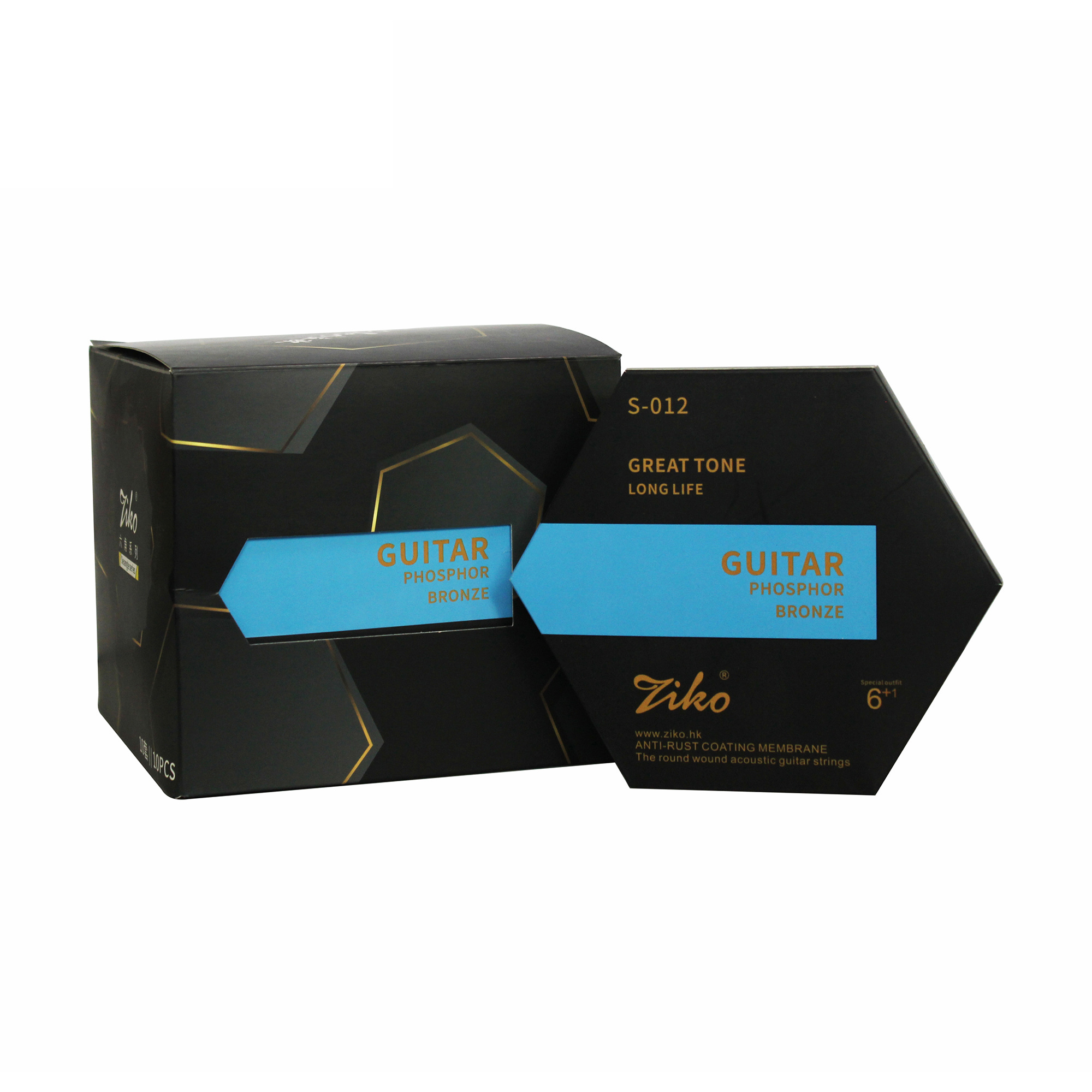 S-012 Ziko Acoustic guitar strings with 90% Phosphor Bronze wire (6+1 single strings )