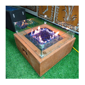 Rectangle outdoor gas fire pit table in garden