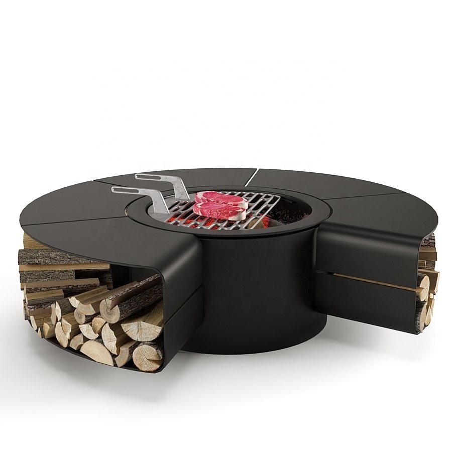 Outdoor Smokeless Fire Pit Table Patented Steel Fire Pit with Garden Furniture Set