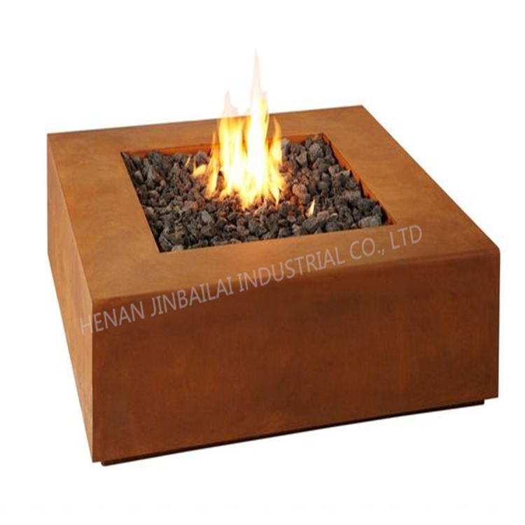 Outdoor Corten Steel Gas Firepit Rectangular Garden Fire Pits Table