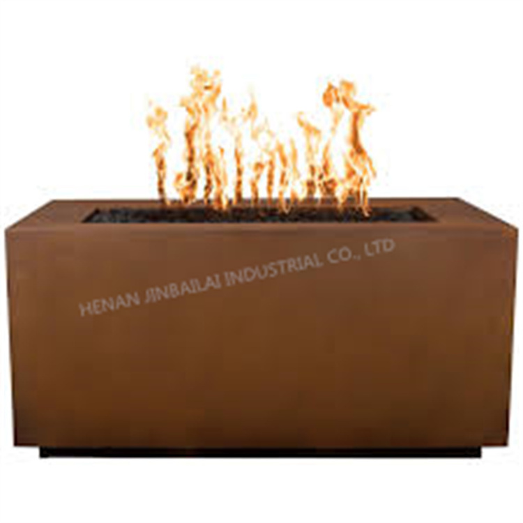 Outdoor Corten Steel Gas Firepit Rectangular Garden Fire Pits Table