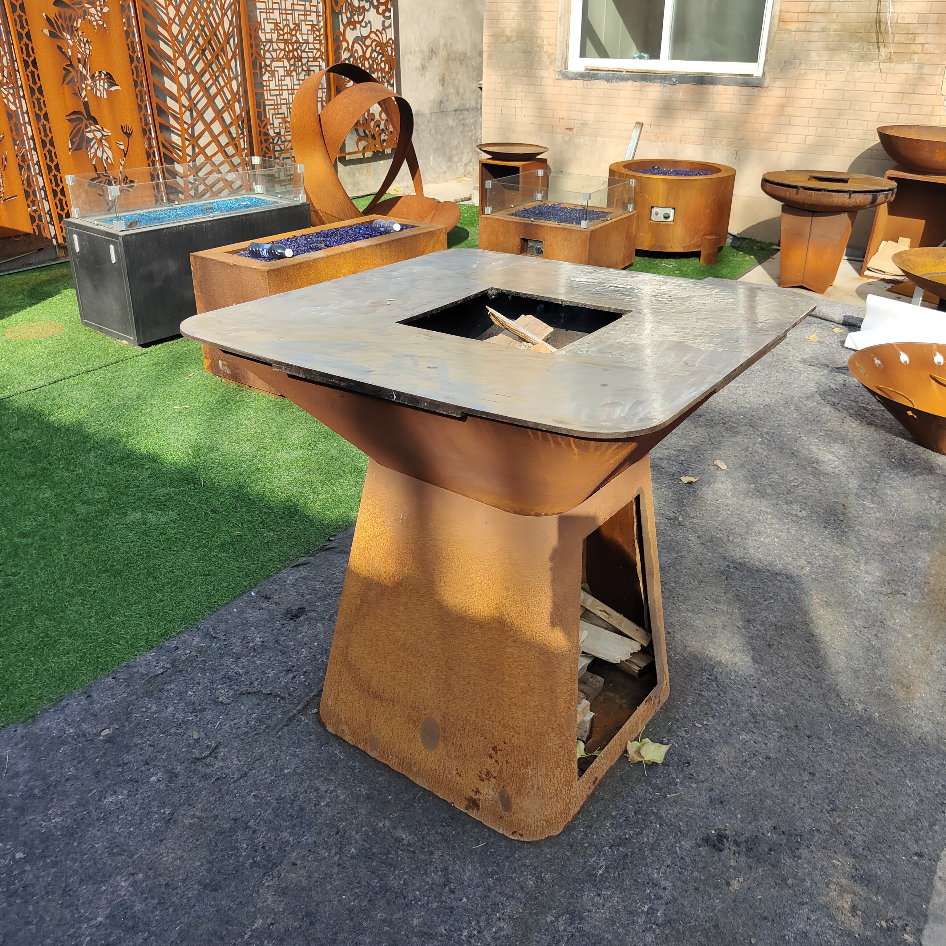 new modern corten steel outdoor bbq  large outdoor corten steel bbq grills  large corten steel barbecue grill