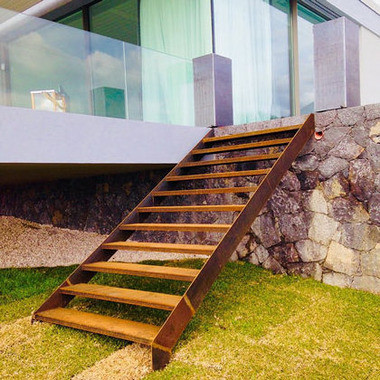 Modern Weathering Steel Garden Steps Outdoor Portable Metal Stairs