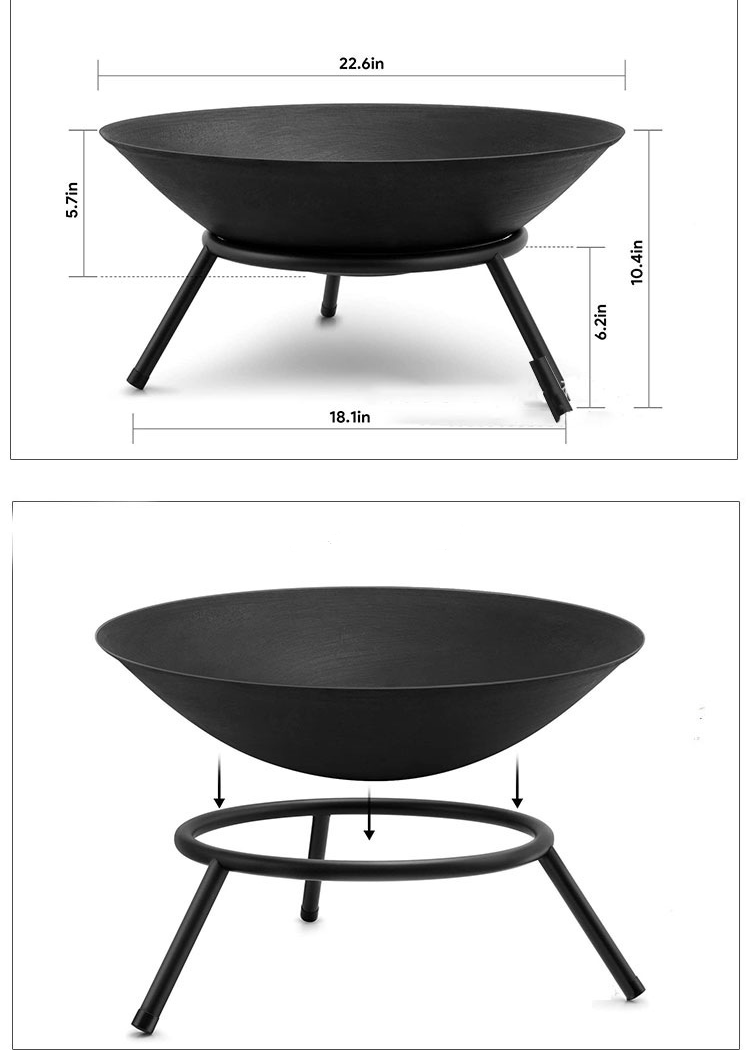 Outdoor camping heating brazier iron pot metal brazier firebowl