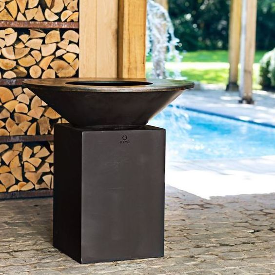 Corten Steel outdoor wood fired barbecue outdoor circular fire pit and bbq