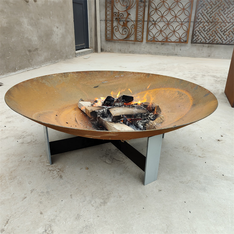 Outdoor Round Fire pit Metal Corten Steel Water Bowl Garden Firepit Bowl