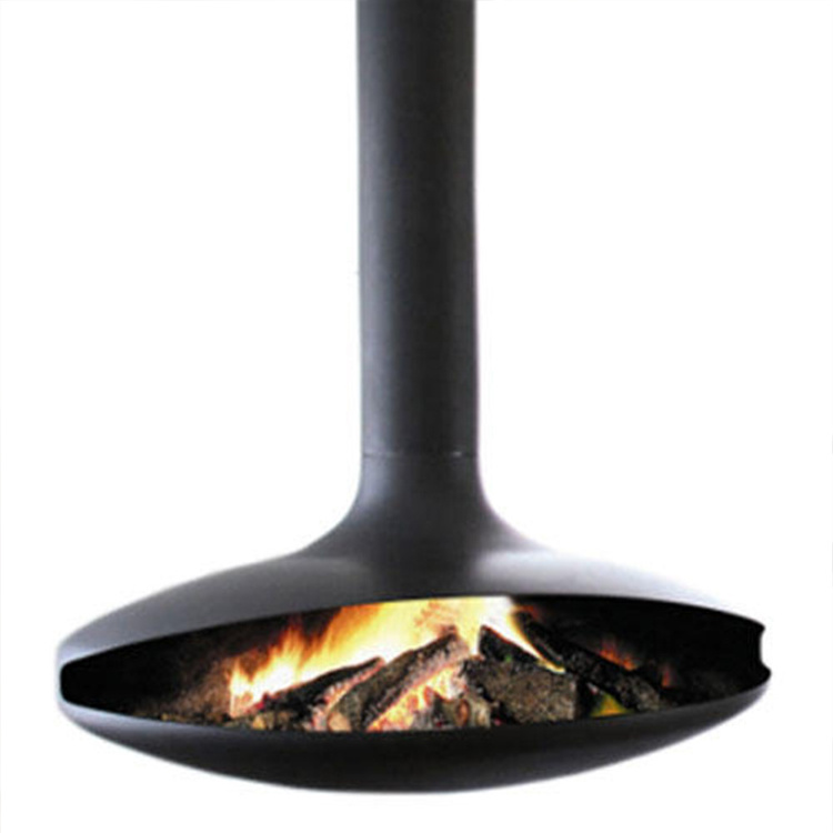 Europe Hot Sale Hanging Indoor Heaters Ceiling Mounted Round Wood Burning Suspended Fireplace