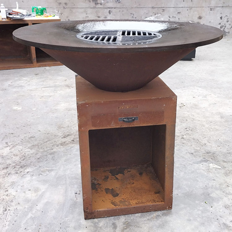 Garden bbq fire pit table outdoor corten steel fire pit bbq corten steel bbq grill