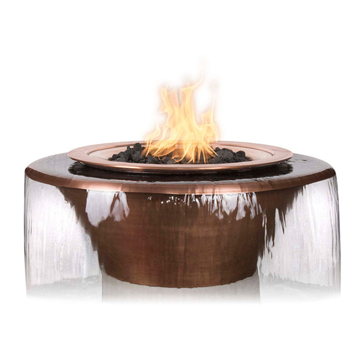 Gas Outdoor Firepit With Water Feature Low Smoke Square Corten Steel Fire Pit And Water Bowl For Swimming Pool