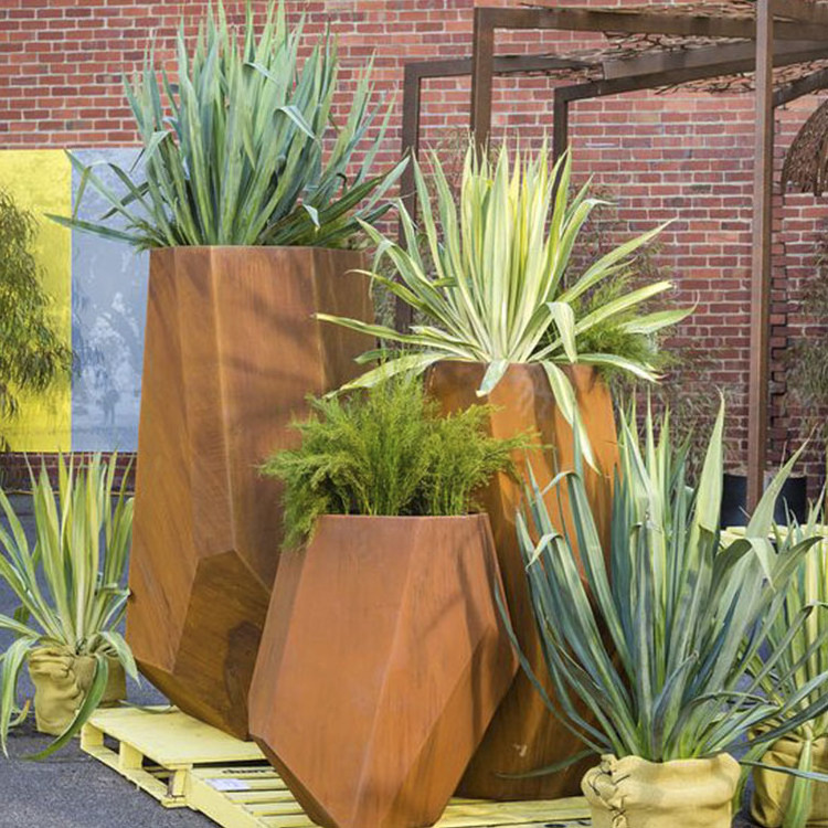 corten steel large flower pots pot de fleur en acier corten corten steel planter outdoor