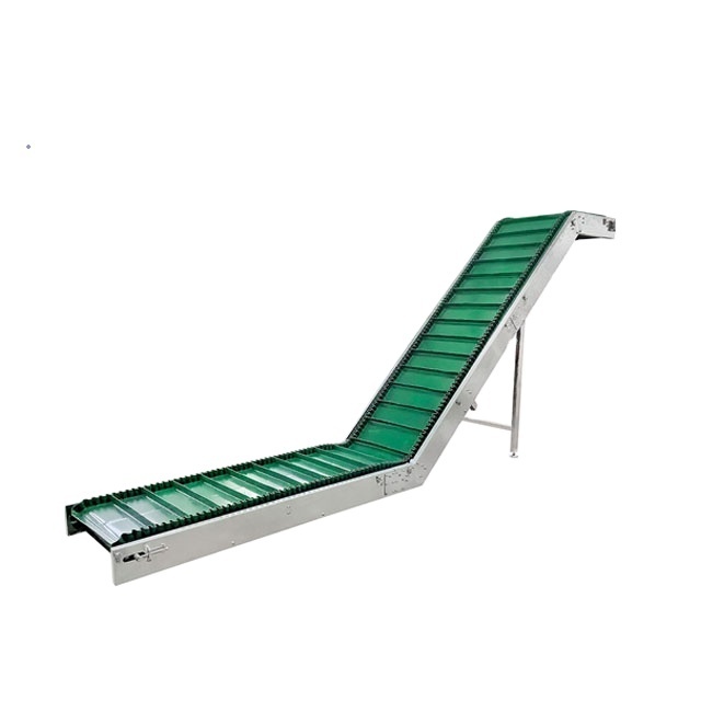 Factory Direct High Quality food industry Assembly Line industrial transfer green skirt belt  Chip Conveyor for cnc machine