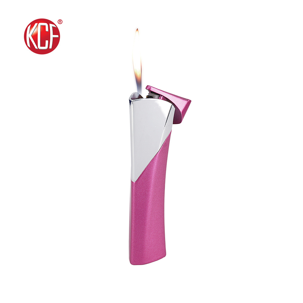 Customized Logo, Factory Fashion Design Portable Windproof Pink-Silver Lighter For Unisex