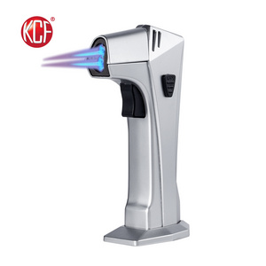 Top Selling Powerful Safety Lock Silver Torch Lighter For Decorative, Factory Customized LOGO KCF-442