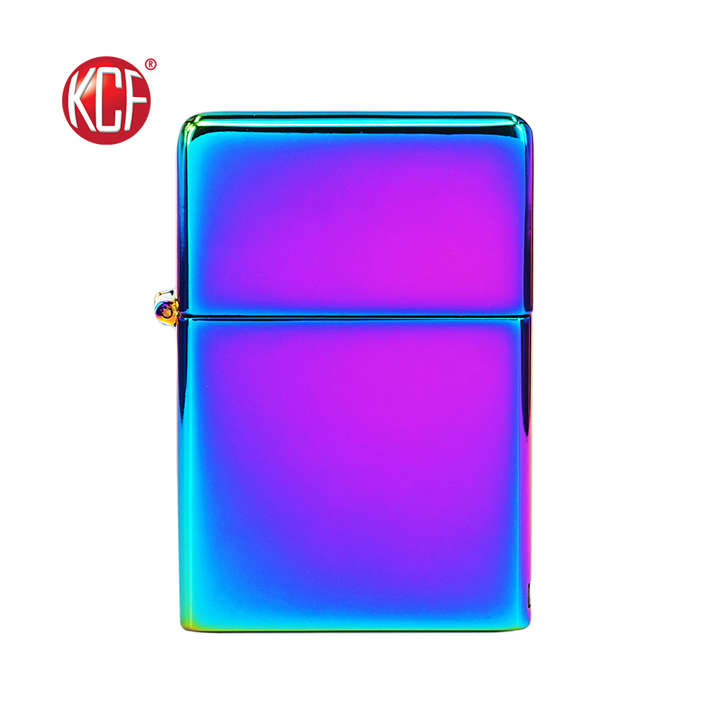 Factory Custom Logo Windproof Zinc alloy Rainbow Usb Lighter KCF-198