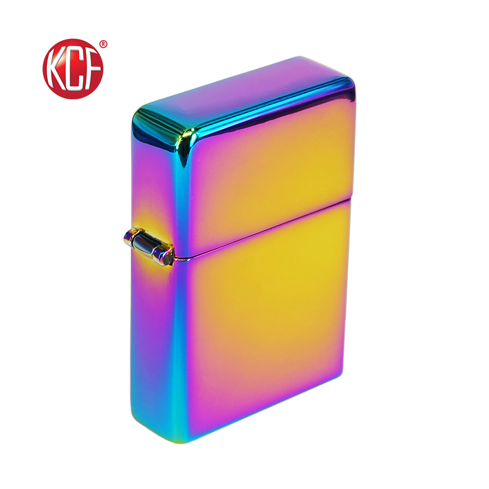 Factory Custom Logo Windproof Zinc alloy Rainbow Usb Lighter KCF-198