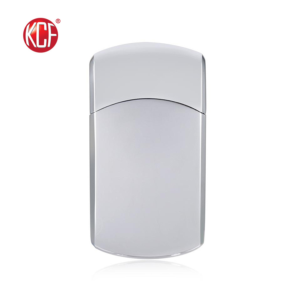 2023 New Creative/ DESIGN OEM LOGO Windproof Press Button Silver USB Lighter For Man KCF-382