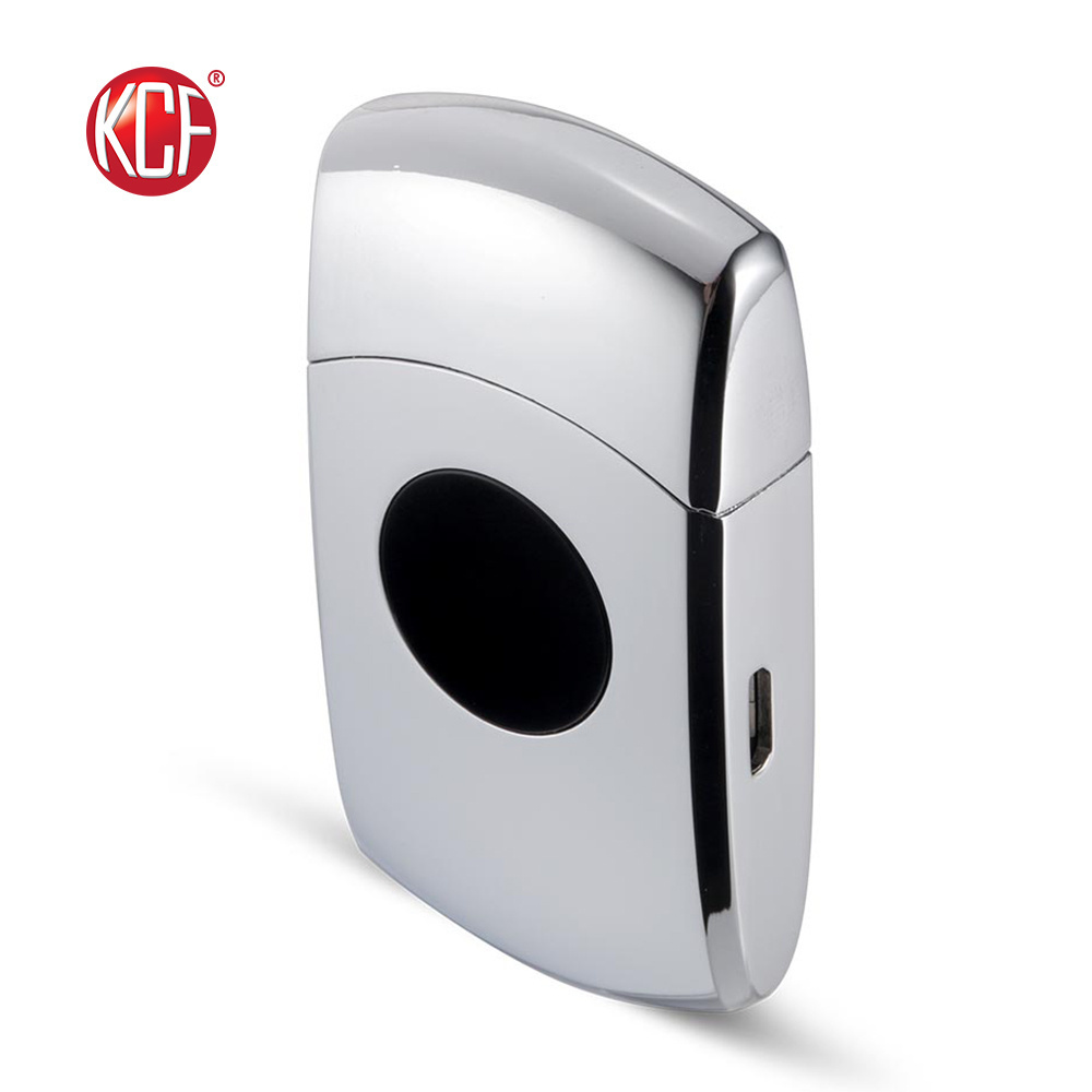 2023 New Creative/ DESIGN OEM LOGO Windproof Press Button Silver USB Lighter For Man KCF-382