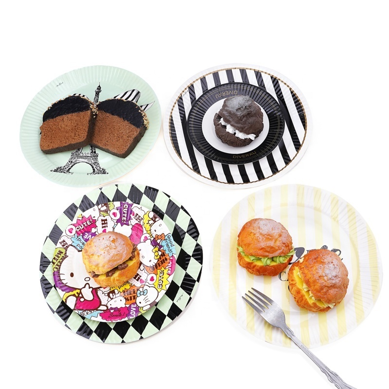 Disposable Eco-friendly Paper Plate & Bowl Party Christmas Cake Packaging Paper Plates