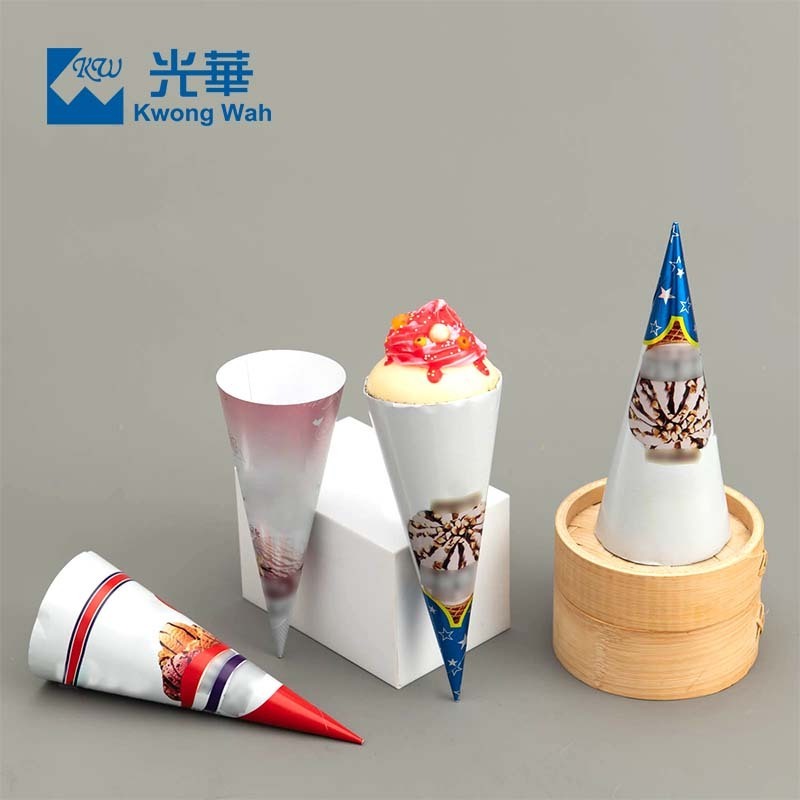 HongKong Egg Waffle Box Crepe Cone Waffle Paper Packaging Cone Holder Bubble Tea Waffle Packaging