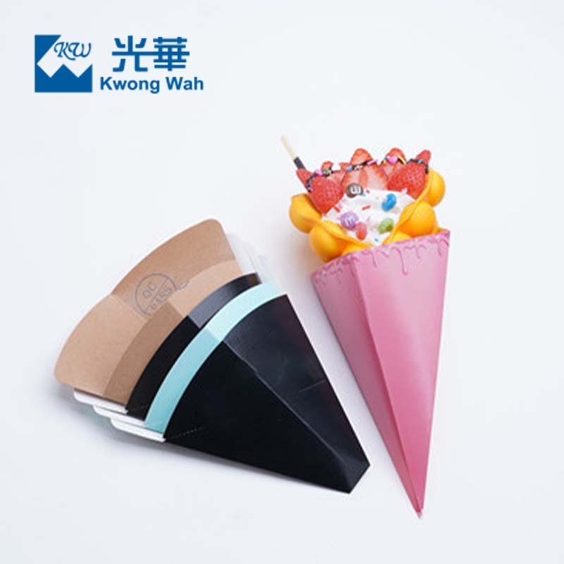 food grade french fries paper cone cardboard crepe cone waffle churros package waffle holder