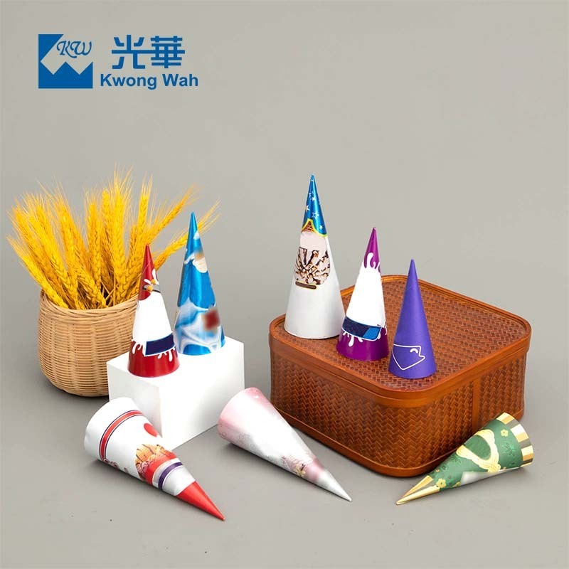 HongKong Egg Waffle Box Crepe Cone Waffle Paper Packaging Cone Holder Bubble Tea Waffle Packaging