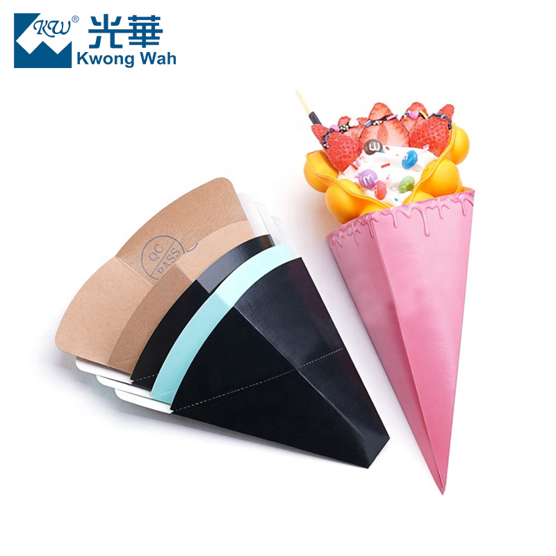 food grade french fries paper cone cardboard crepe cone waffle churros package waffle holder