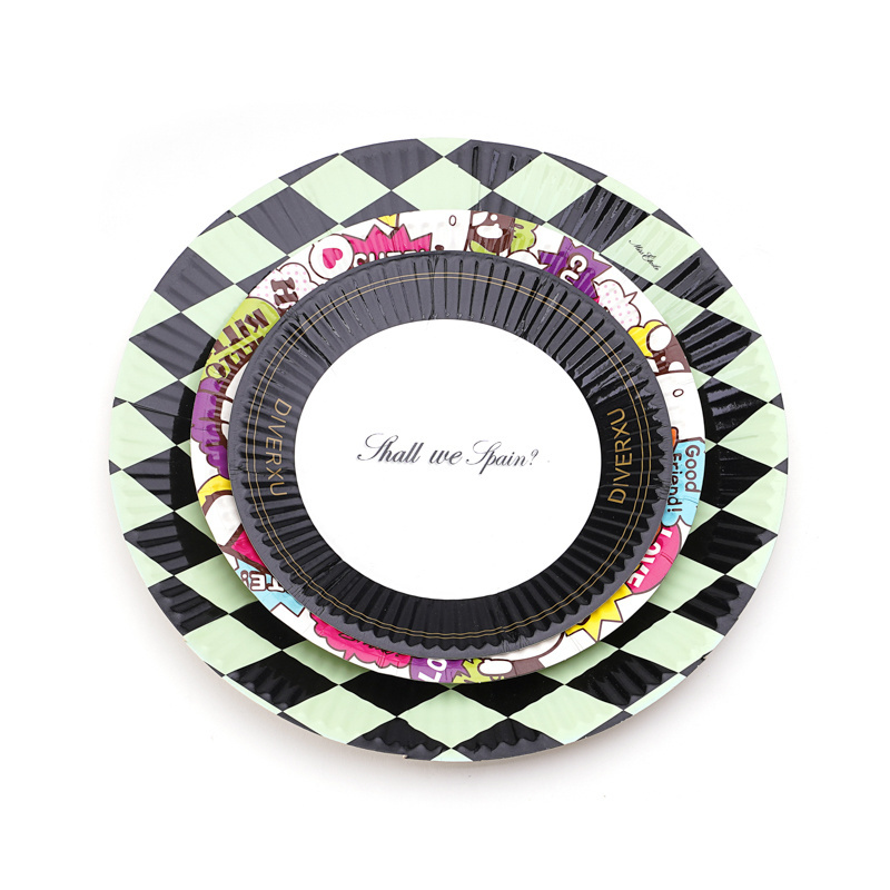 Disposable Eco-friendly Paper Plate & Bowl Party Christmas Cake Packaging Paper Plates