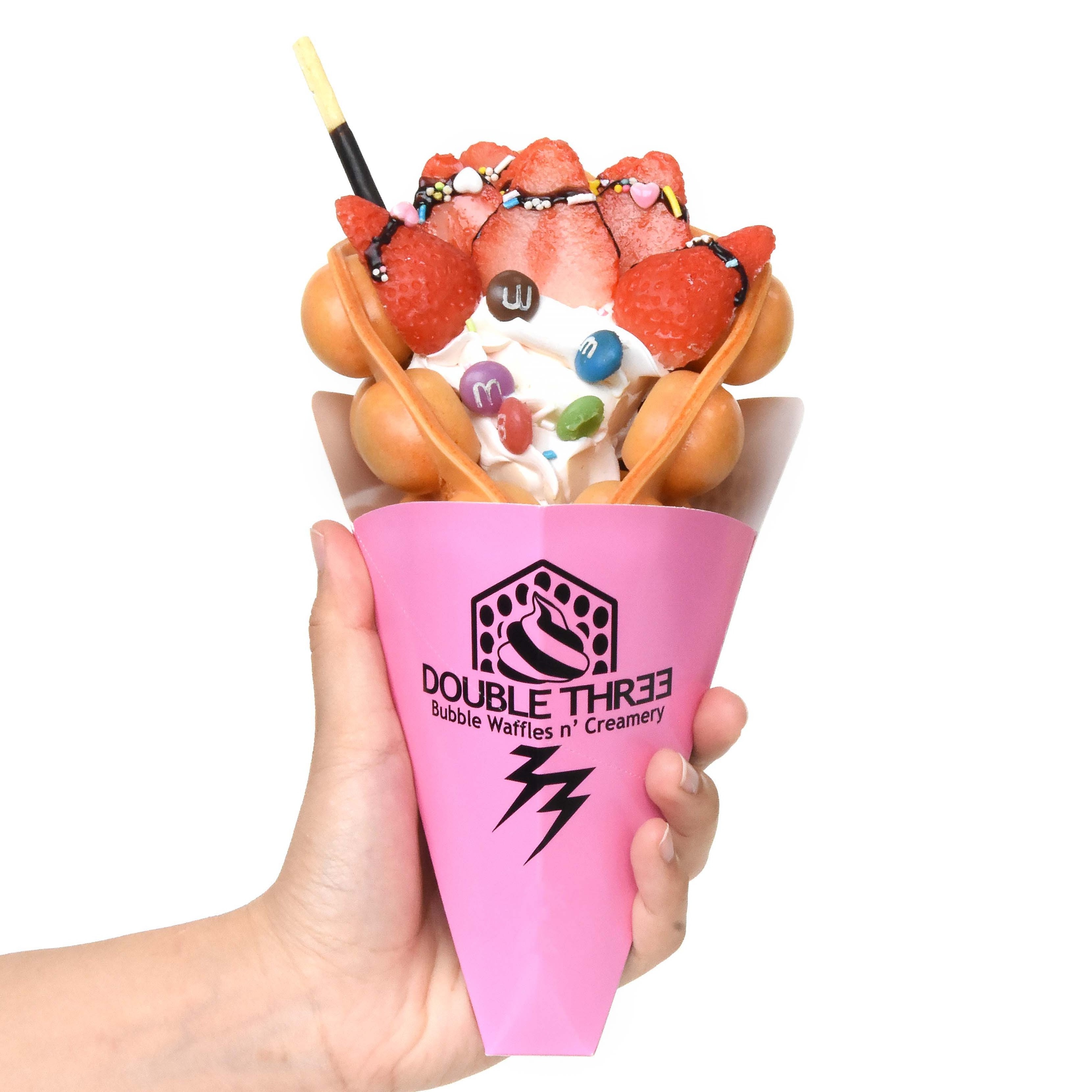 Customized Print Logo Paper Food Grade french fries paper cone Bubble Cone Waffle Cone Holder