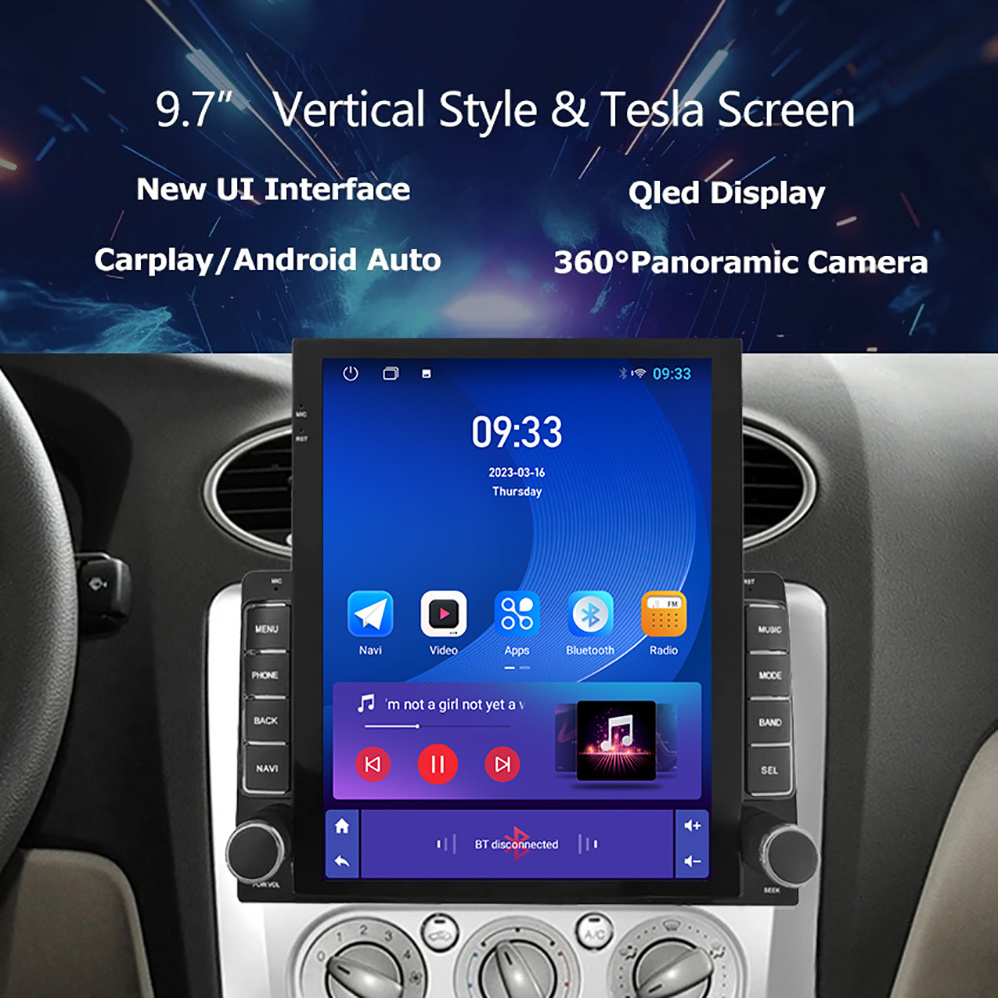 9.7'' Tesla Vertical Screen Stereo touch screen radio for car Android for  Ford Focus Exi MT 2004-2011 Navigation Car carplay