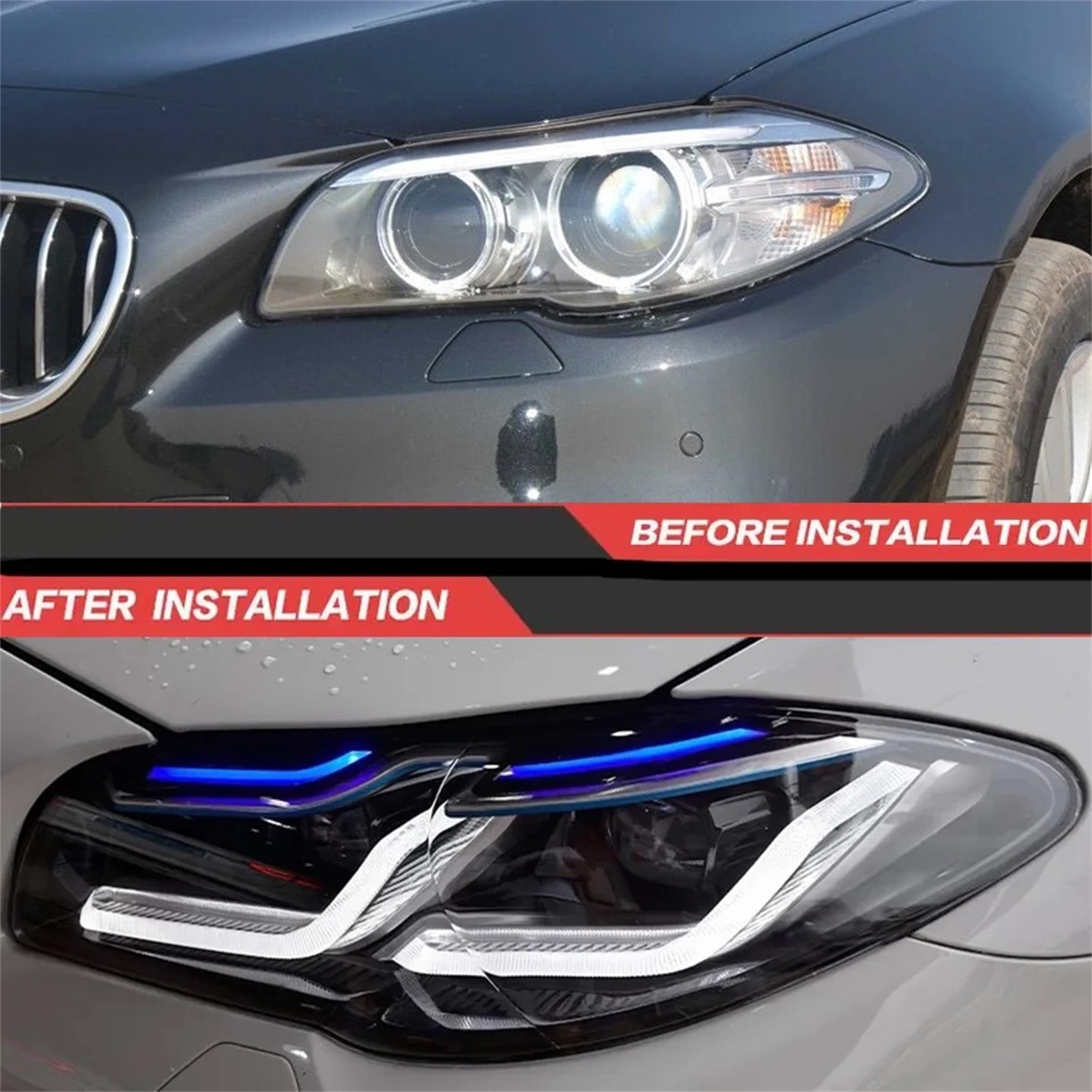 Suitable for BMW 5 Series 2009-2016 F10 halogen hernia lamp hid upgrade to M5 G30 F90 blue laser L DRL LED headlights