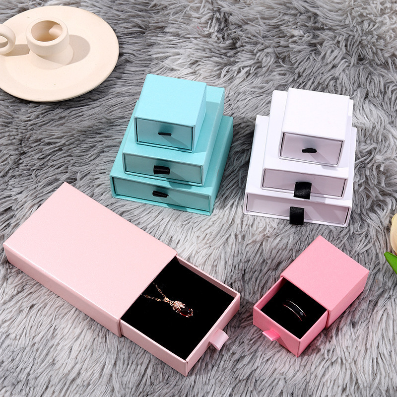 Rigid Cardboard Sliding Drawer Ring Jewelry Paper Box With Logo Wholesale Custom Jewelry Drawer Box