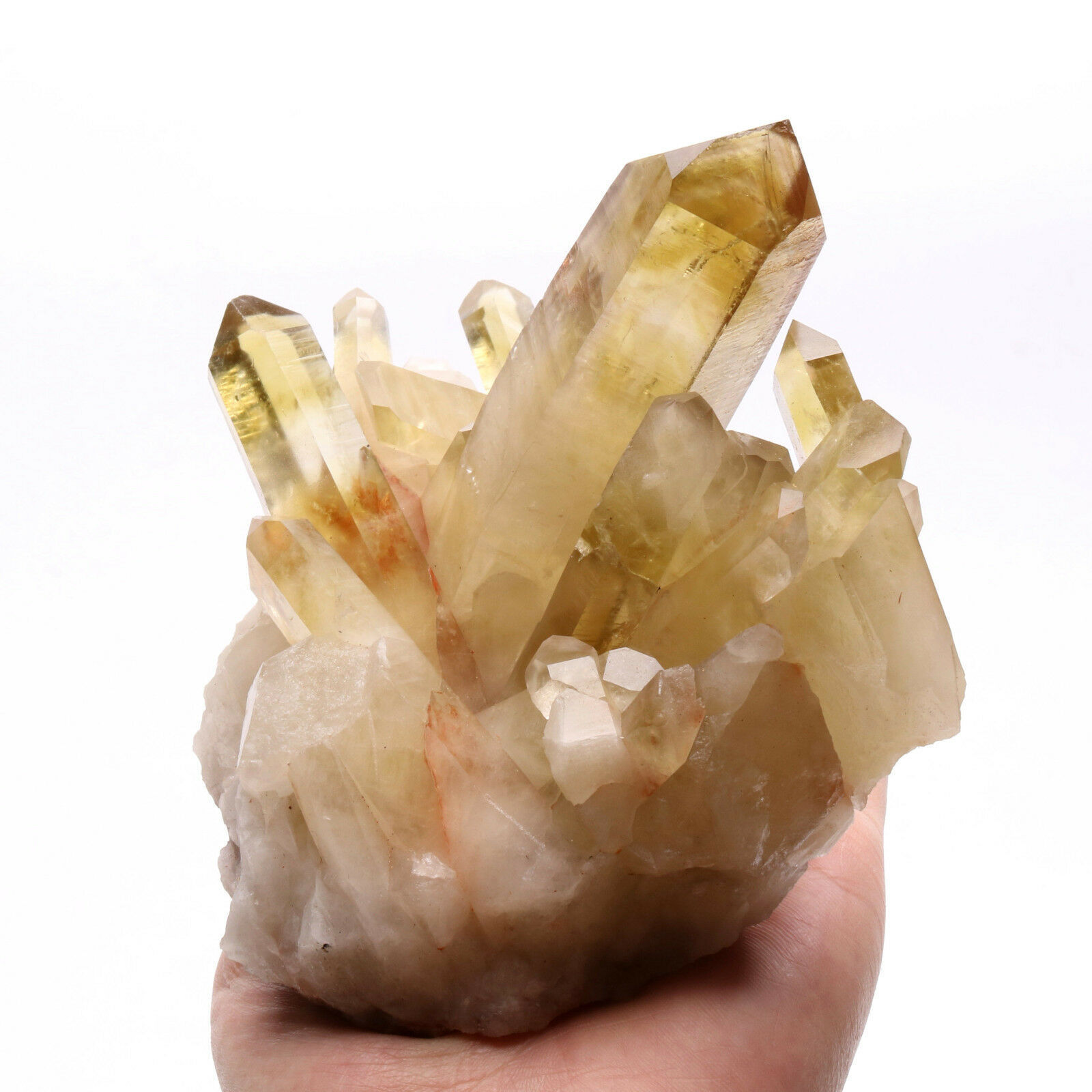 Natural Clear Smoky Citrine Quartz Point Crystal Cluster Healing Mineral